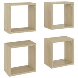 Berkfield Home Wall Cube Shelves 4 pcs Sonoma Oak 26x15x26 cm in Brown - Size: 26 x 15 x 26 cm - thumbnail 1
