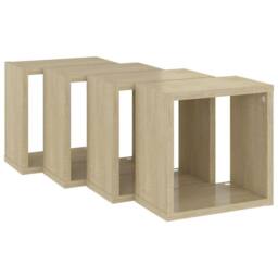 Berkfield Home Wall Cube Shelves 4 pcs Sonoma Oak 26x15x26 cm in Brown - Size: 26 x 15 x 26 cm - thumbnail 5