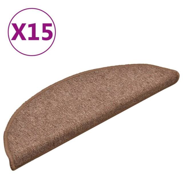 Berkfield Home Carpet Stair Treads 15 pcs Brown 56x17x3 cm - Size: Medium - image 1