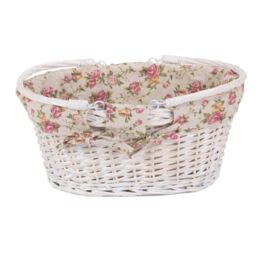 Red Hamper Wicker Medium White Swing Handle Shopping Basket - thumbnail 3