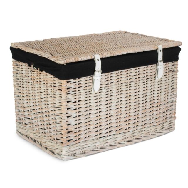 Red Hamper 60cm White Wash Chest Picnic Basket with Black Cotton Lining - image 1