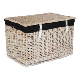 Red Hamper 60cm White Wash Chest Picnic Basket with Black Cotton Lining - thumbnail 1