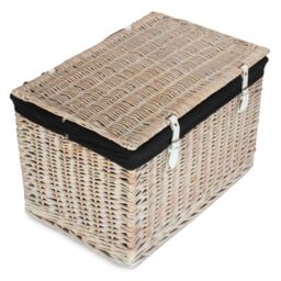 Red Hamper 60cm White Wash Chest Picnic Basket with Black Cotton Lining - thumbnail 2