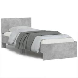 Berkfield Home Durable Bed Frame Frame with LED Lights Concrete Grey 75x190 cm S - Size: Small Single - thumbnail 2