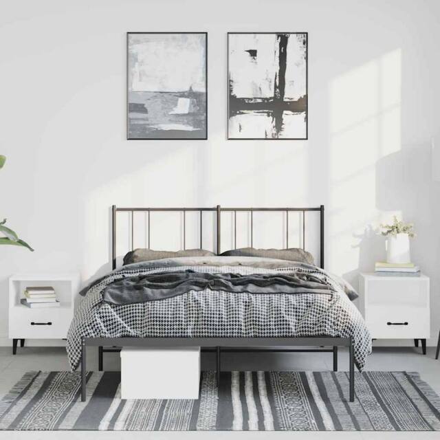 Berkfield Home Metal Bed Frame with Headboard Black 150x200 cm King Size - image 1