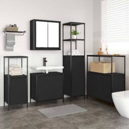 Berkfield Home 5 Piece Bathroom Furniture Set Black Oak Engineered Wood - thumbnail 4
