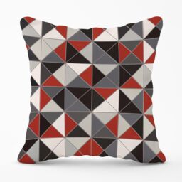 Warren Reed - Designer Grey Red Triangle Geometric Outdoor Cushion - Size: 45 cm x 45 cm - thumbnail 1