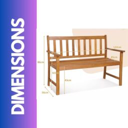 FURNOS Wooden 2 Seater Outdoor Bench With 2 Arm Rests in Natural - thumbnail 6