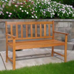 FURNOS Wooden 2 Seater Outdoor Bench With 2 Arm Rests in Natural - thumbnail 1