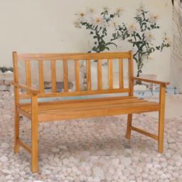 FURNOS Wooden 2 Seater Outdoor Bench With 2 Arm Rests in Natural - thumbnail 5