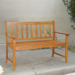 FURNOS Wooden 2 Seater Outdoor Bench With 2 Arm Rests in Natural - thumbnail 3