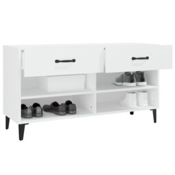 Berkfield Home Shoe Cabinet White 102x35x55 cm Engineered Wood - Size: 102 x 35 x 55 cm - thumbnail 5