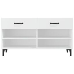 Berkfield Home Shoe Cabinet White 102x35x55 cm Engineered Wood - Size: 102 x 35 x 55 cm - thumbnail 6
