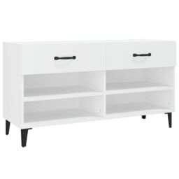 Berkfield Home Shoe Cabinet White 102x35x55 cm Engineered Wood - Size: 102 x 35 x 55 cm - thumbnail 2