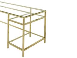 Vente-unique Desk With 2 Shelves - Toughened Glass & Steel - Gold - TIZIO in Clear - thumbnail 6