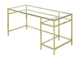 Vente-unique Desk With 2 Shelves - Toughened Glass & Steel - Gold - TIZIO in Clear - thumbnail 4