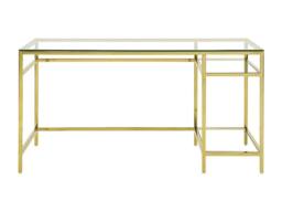 Vente-unique Desk With 2 Shelves - Toughened Glass & Steel - Gold - TIZIO in Clear - thumbnail 2