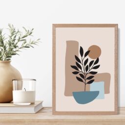 ARTZE Orange & Green Floral Flower Market Minimalist Framed Print SIZE: A3 with Oak Frame - Size: A4 - thumbnail 2