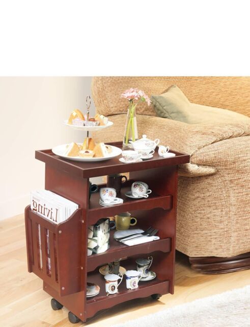 Chums Bed Side Table Armchair Reading Sofa Portable Magazine Rack in Dark Brown - image 1