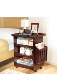 Chums Bed Side Table Armchair Reading Sofa Portable Magazine Rack in Dark Brown - thumbnail 3