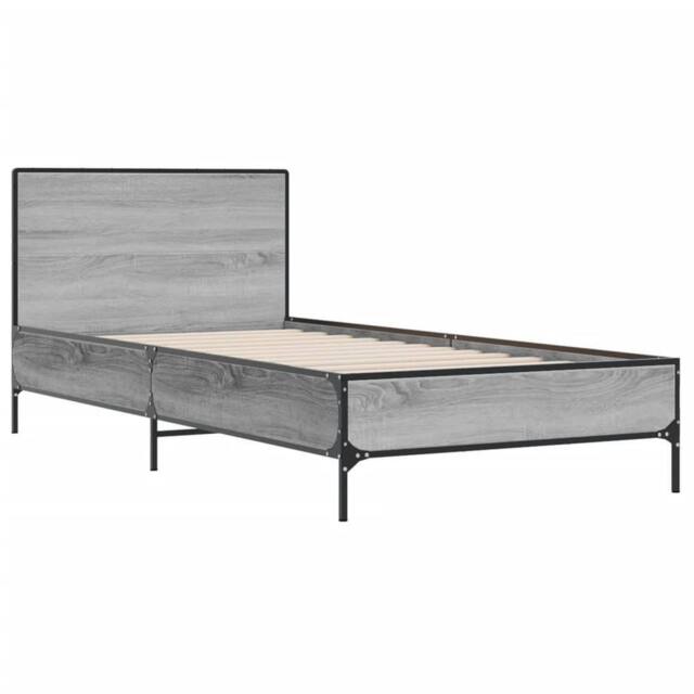 Berkfield Home Durable Bed Frame without Mattress Grey Sonoma 75x190 cm Small Single - image 1