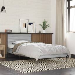 Berkfield Home Durable Bed Frame without Mattress Grey Sonoma 75x190 cm Small Single - thumbnail 2