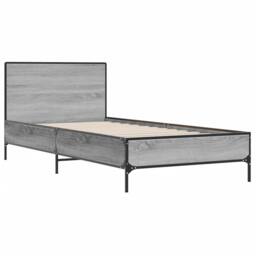 Berkfield Home Durable Bed Frame without Mattress Grey Sonoma 75x190 cm Small Single - thumbnail 1