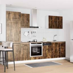 Berkfield Home Elegant 7 Piece Kitchen Cabinet Set Kalmar Smoked Oak Engineered Wood in Brown - thumbnail 1