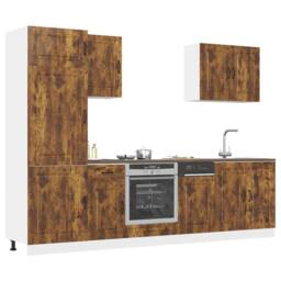 Berkfield Home Elegant 7 Piece Kitchen Cabinet Set Kalmar Smoked Oak Engineered Wood in Brown - thumbnail 2