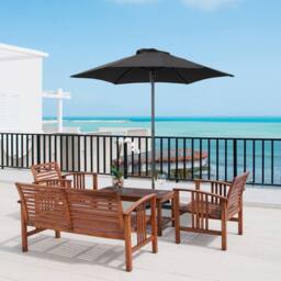 OUTSUNNY 2m Parasol Patio Umbrella, Outdoor Sun Shade with 6 Ribs in Black