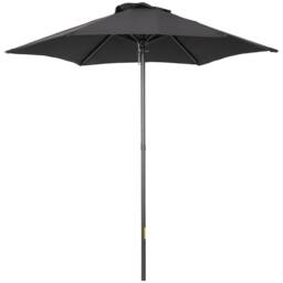 OUTSUNNY 2m Parasol Patio Umbrella, Outdoor Sun Shade with 6 Ribs in Black - thumbnail 2