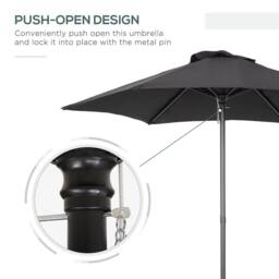 OUTSUNNY 2m Parasol Patio Umbrella, Outdoor Sun Shade with 6 Ribs in Black - thumbnail 7