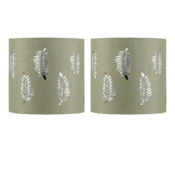 First Choice Lighting Set of 2 Fern - Sage Green Cut Out 15.5cm Table Lamp Shades - thumbnail 1