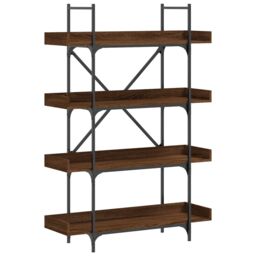 Berkfield Home Bookcase 4-Tier Brown Oak 100x33x145.5 cm Engineered Wood - thumbnail 2