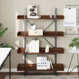 Berkfield Home Bookcase 4-Tier Brown Oak 100x33x145.5 cm Engineered Wood - thumbnail 3