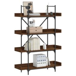 Berkfield Home Bookcase 4-Tier Brown Oak 100x33x145.5 cm Engineered Wood - thumbnail 1