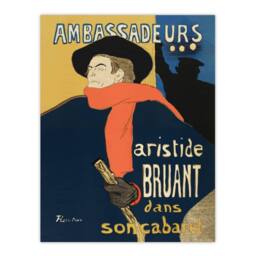 "Artery8 Ambassadeurs Aristide Bruant Vintage Wall Art Print Lautrec in Blue - Size: W24"" x H32""" - thumbnail 1