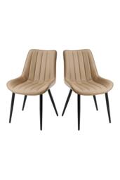 Living and Home Set of 2 Upholstered Dining Chairs in Light Brown - thumbnail 2
