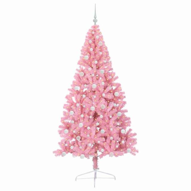 Berkfield Home Beautiful Artificial Pre-lit Christmas Tree with 300 LEDs Pink 24 - image 1