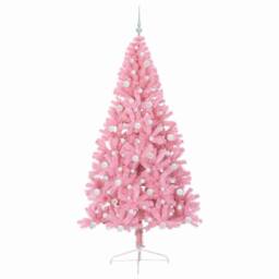 Berkfield Home Beautiful Artificial Pre-lit Christmas Tree with 300 LEDs Pink 24 - thumbnail 4