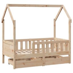 Berkfield Home Kids Bed Frame with Drawers without Mattress 80x160 cm Solid Wood in Brown - thumbnail 3