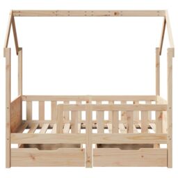 Berkfield Home Kids Bed Frame with Drawers without Mattress 80x160 cm Solid Wood in Brown - thumbnail 4