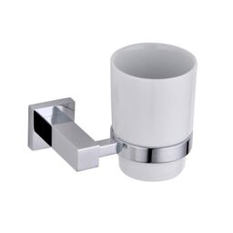 Nes Home Modern Chrome Single Wall Mounted Tumbler Holder in Silver - thumbnail 3