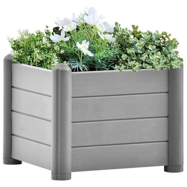 Berkfield Home Garden Raised Bed PP Stone Grey 43x43x35 cm - Size: 43 x 43 x 35 cm - image 1