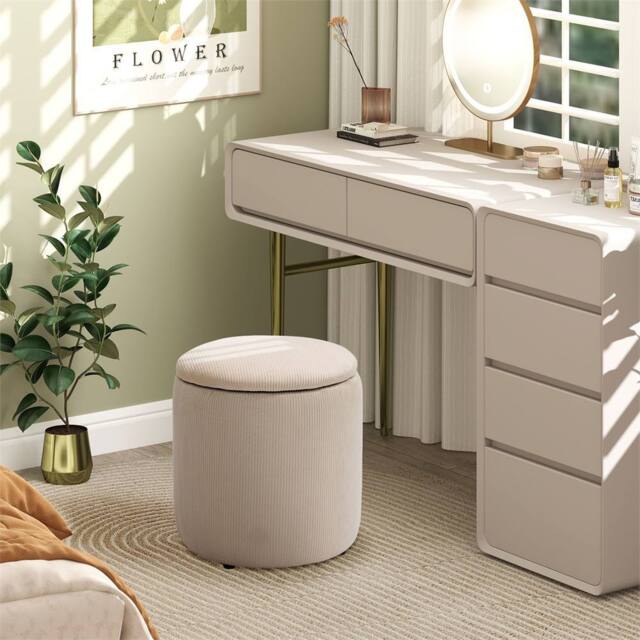 EONLION Cream Modern Fabric Storage Ottoman - Size: 100 cm - image 1