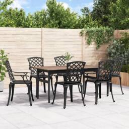 Berkfield Home Beautiful Garden Chairs 6 pcs Cast Aluminium Black - thumbnail 2