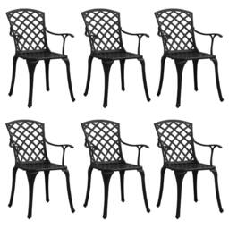 Berkfield Home Beautiful Garden Chairs 6 pcs Cast Aluminium Black - thumbnail 3