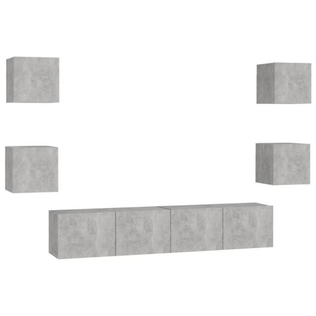 Berkfield Home 6 Piece TV Cabinet Set Concrete Grey Engineered Wood - image 1