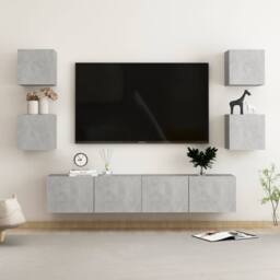 Berkfield Home 6 Piece TV Cabinet Set Concrete Grey Engineered Wood - thumbnail 2