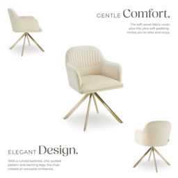tectake Armchair Lona Per Piece - Cream/Black in Cream - Size: 1 Pack - thumbnail 3